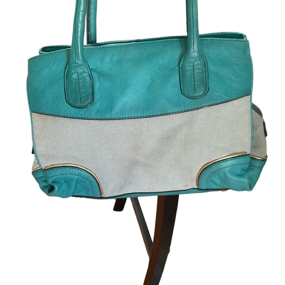 B Makowski satchel leather and canvas 3 huge compartments. EUC - Picture 4 of 11